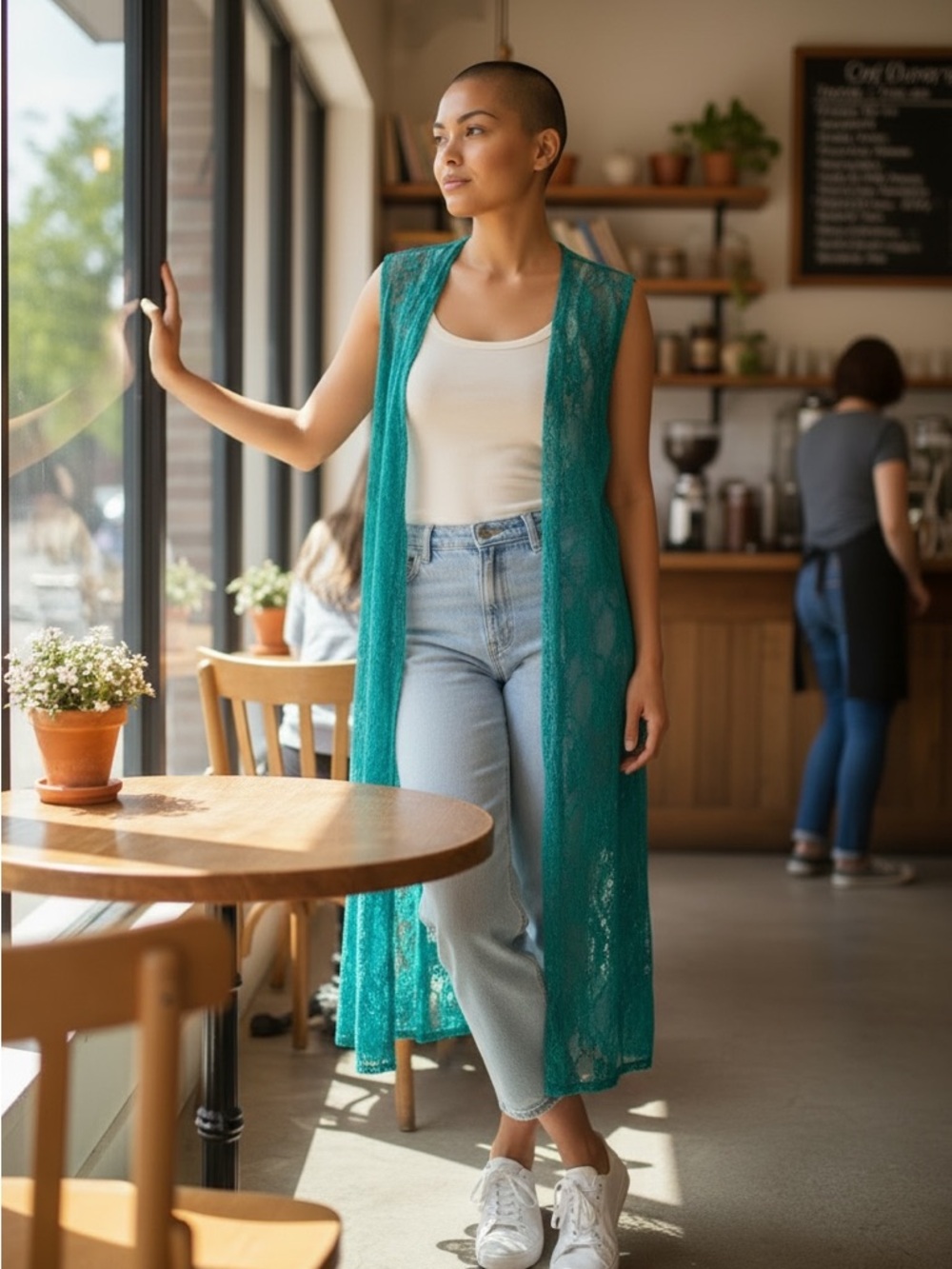 LuLaRoe Turquoise Lace Cardigan - Picture 3 of 7